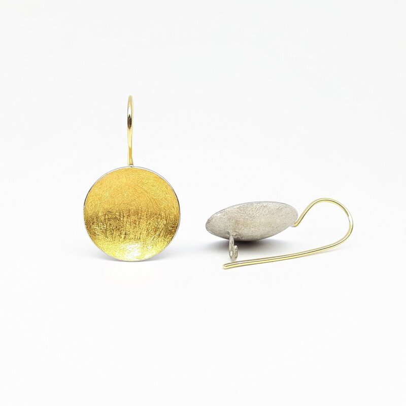 Boucles d'oreilles en argent 925/- or fin et or jaune 18kt.