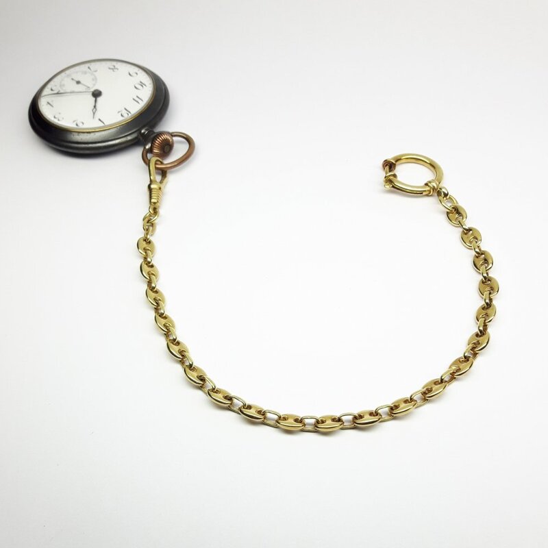 Chaine dorée pour montre de poche gousset 26cm, vintage.