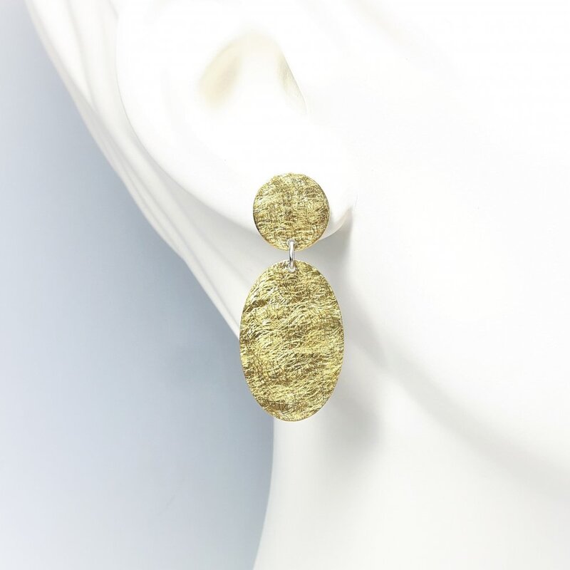 Boucles d'oreilles en argent 925/- et or fin 24kt. 