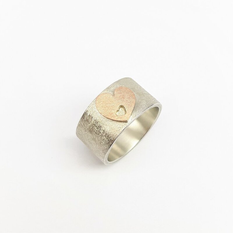 "you and me", bague en argent et or rouge 18kt.