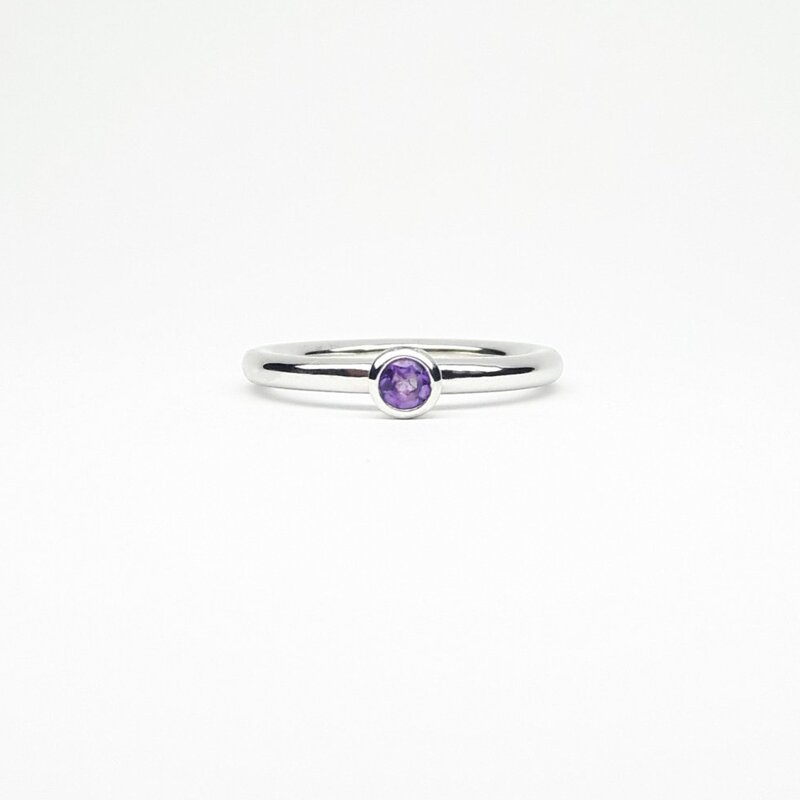"combiring mini poli", argent 925/- et tourmaline indigolite Ø3mm.