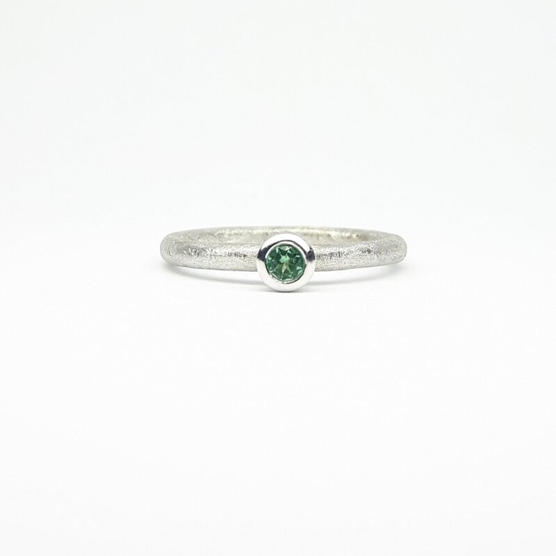 "combiring mini", argent 925/- et tourmaline indigolite Ø3mm.