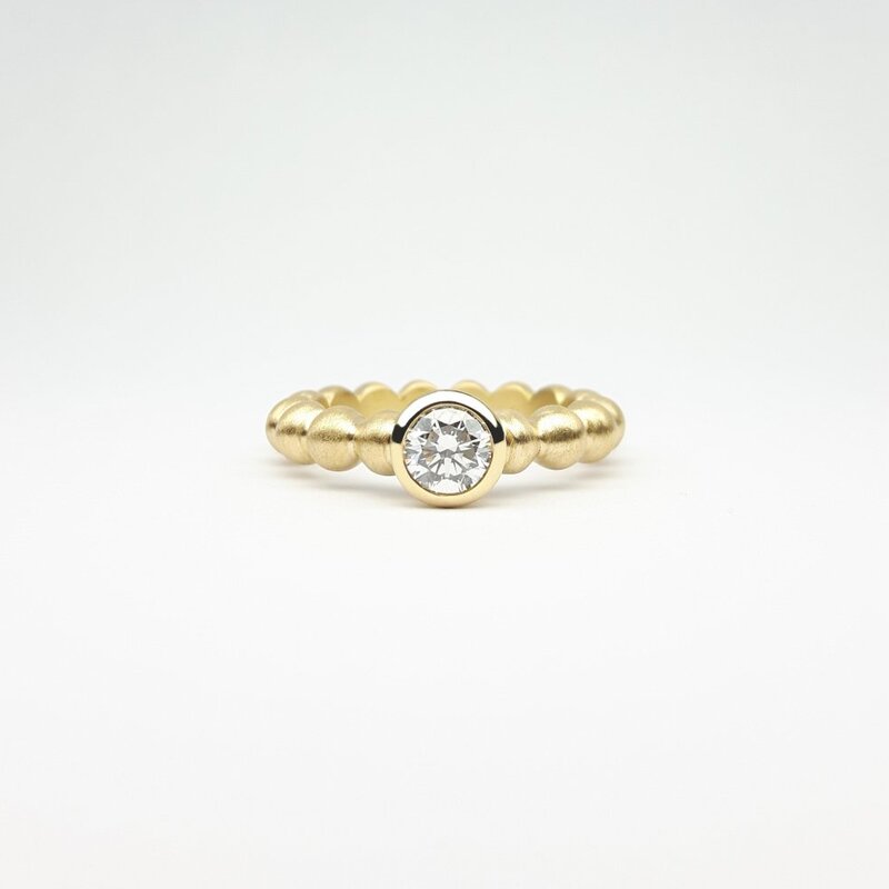 "round around" bague boules en or jaune 18kt et diamant 0,50ct.