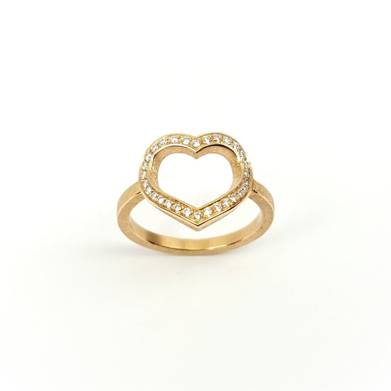Bague "Heart" en or rouge 18kt et diamants.