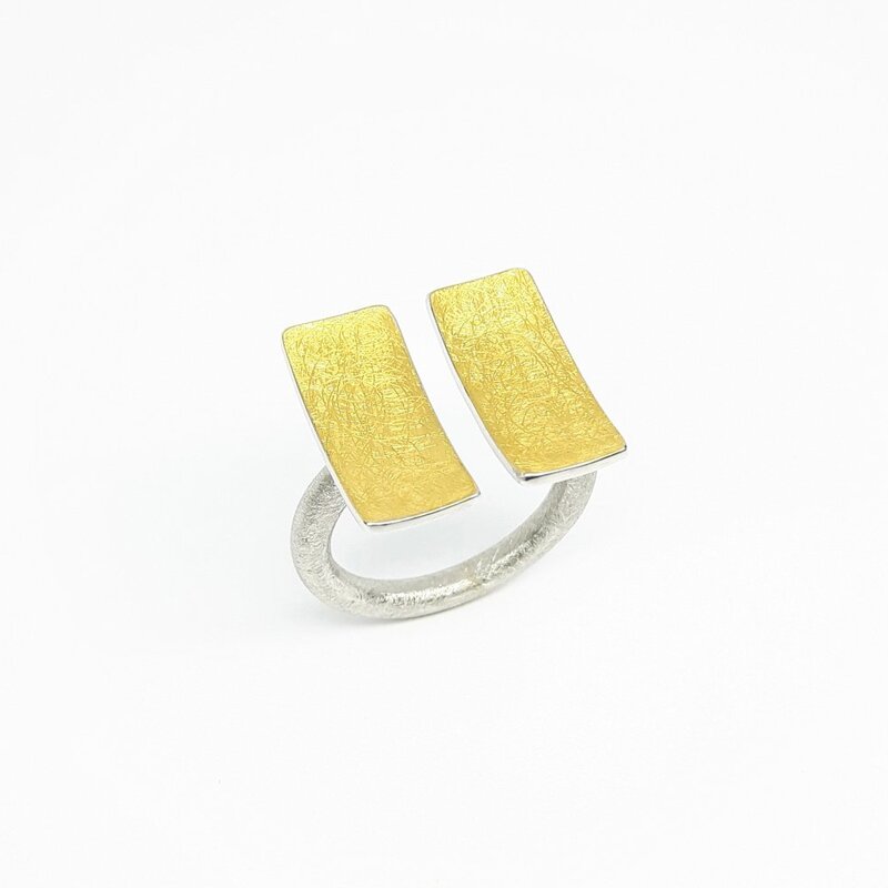 "bugs bunny", bague en argent 925/- et or fin.