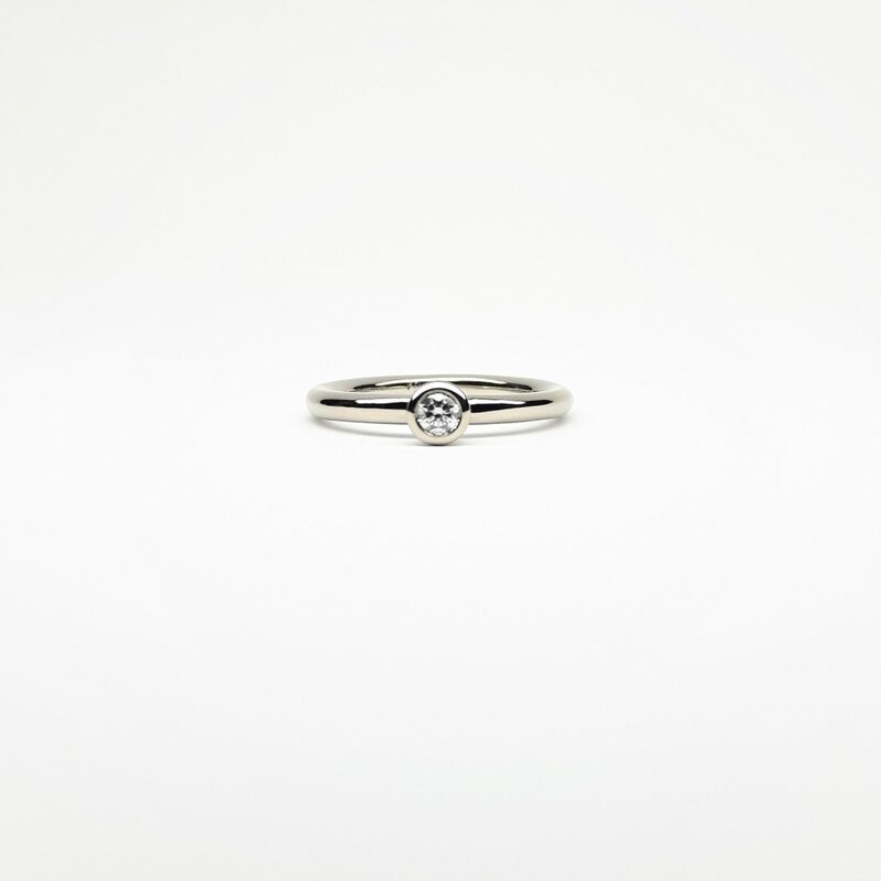 "combiring mini poli", or blanc 18kt et diamant 0,1ct.
