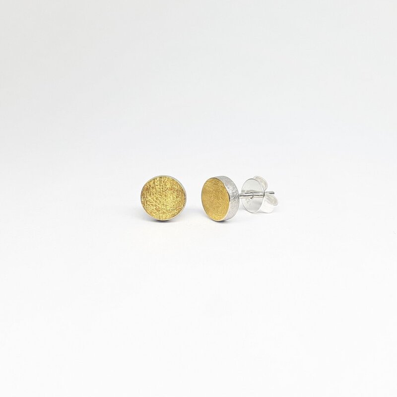 Boucles d'oreilles en or fin et argent 925/- rond Ø7mm. 