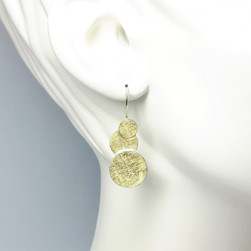 Boucles d'oreilles en argent 925/- , or fin et or jaune 18kt.