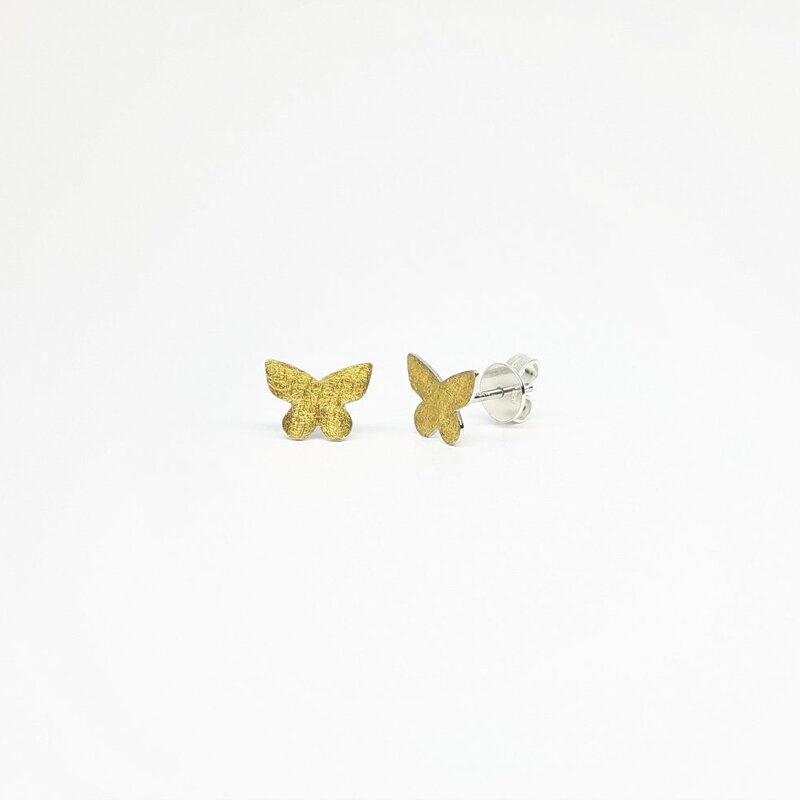 "papillon", boucles d'oreilles en argent 925/-et or fin.