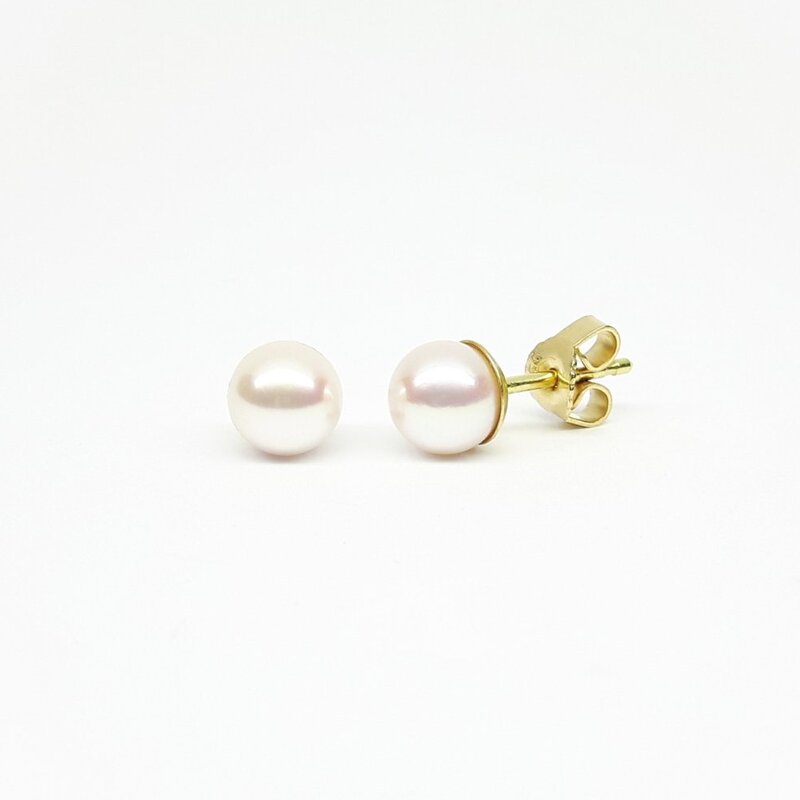 Boucles d'oreilles en or jaune 18kt et perles de culture Akoya blanches ø7mm