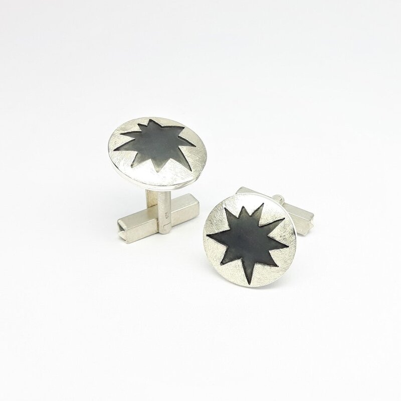 "stars", boutons de manchette en argent 925/-. Pièce unique.