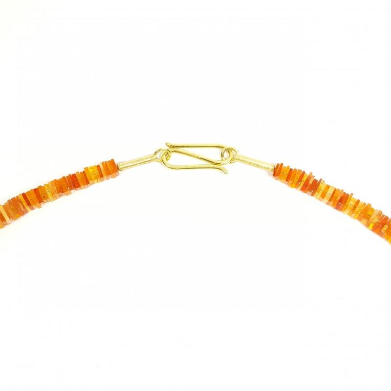 Collier en opale de feu du Mexique, or jaune 18kt. Pièce unique!