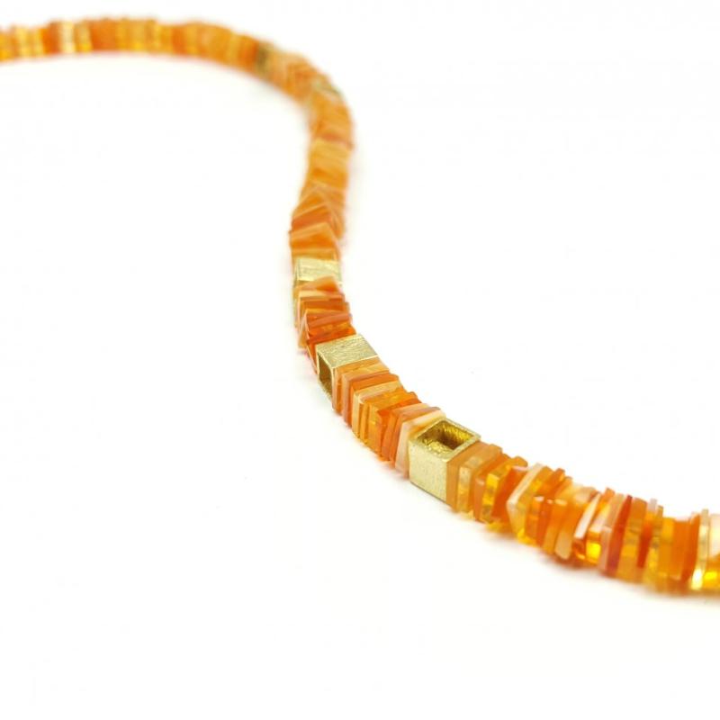 Collier en opale de feu du Mexique, or jaune 18kt. Pièce unique!