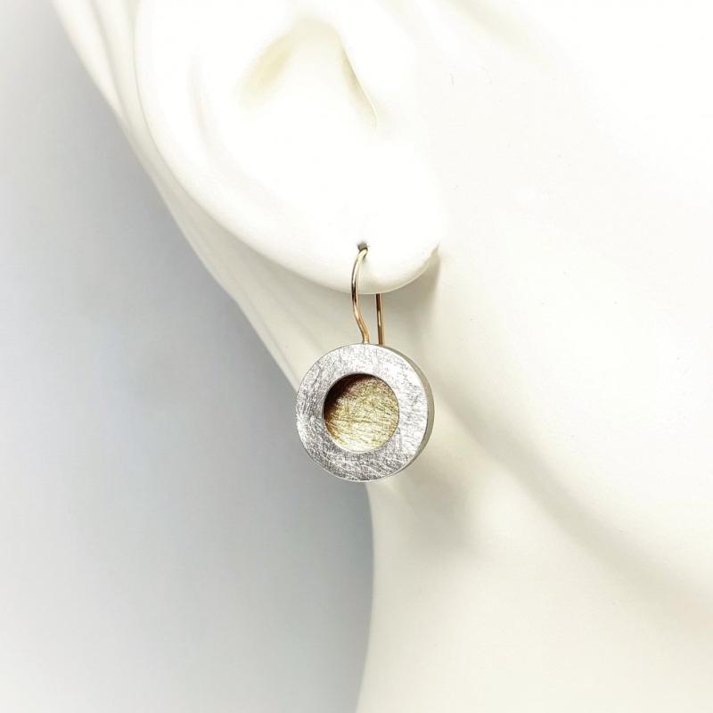 Boucles d'oreilles en argent 925-. et or rouge 18kt.