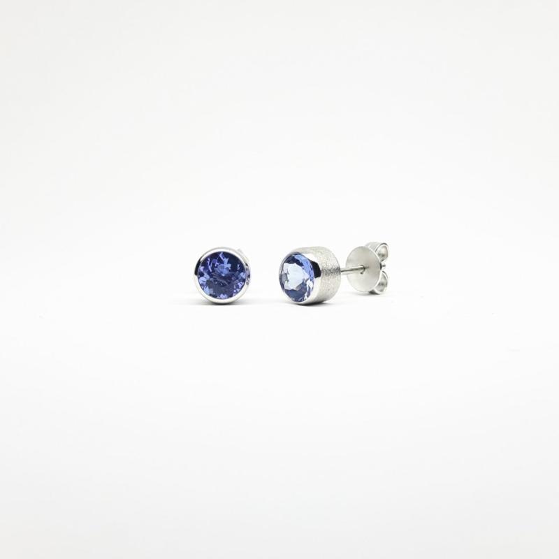 Boucles d'oreilles en argent 925/- et tanzanite Ø6mm.