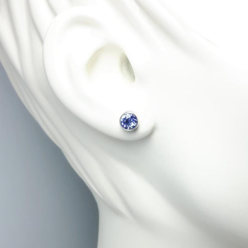 Boucles d'oreilles en argent 925/- et tanzanite Ø6mm.