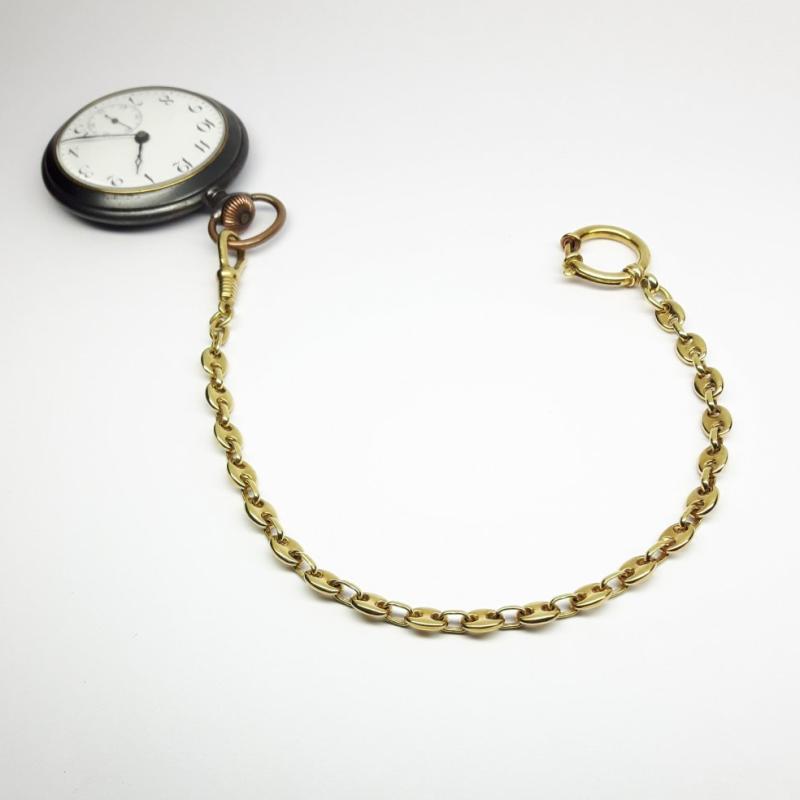 Chaine dorée pour montre de poche gousset 26cm, vintage.