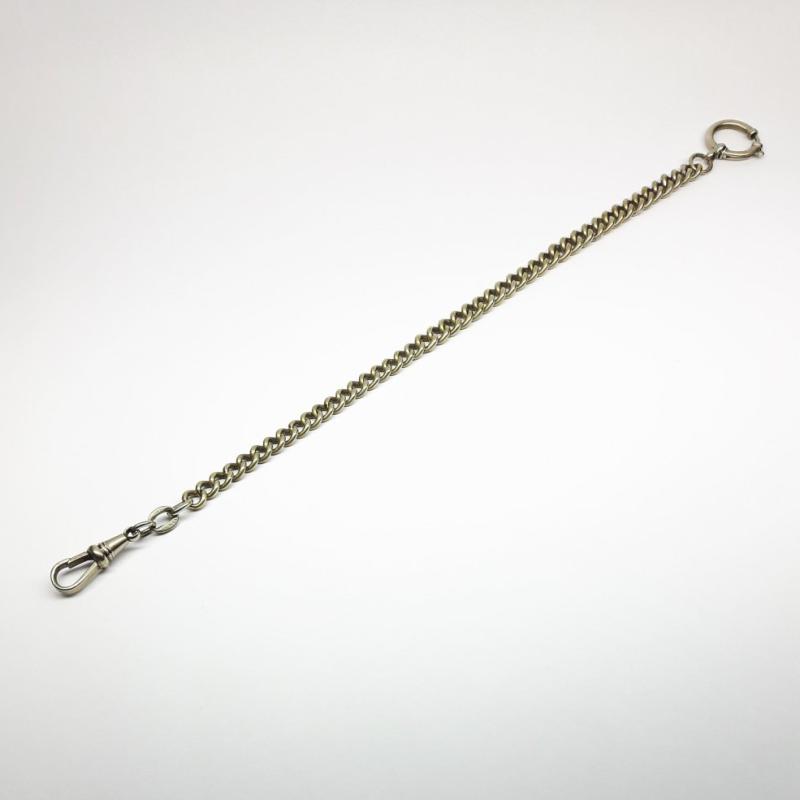 Chaine nickelée pour montre de poche gousset 28cm, vintage.