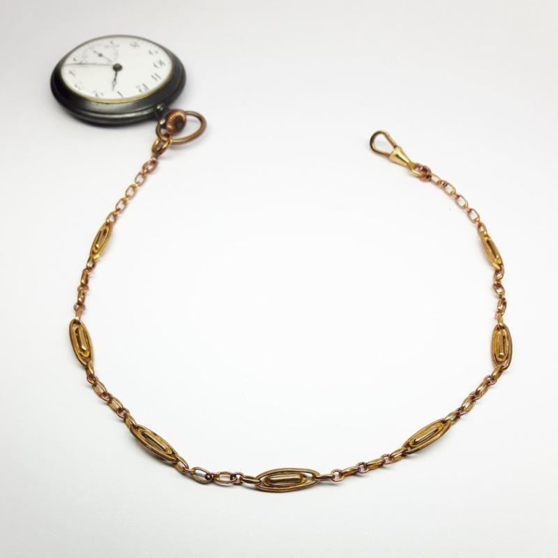 Chaine dorée pour montre de poche gousset 36cm, vintage.