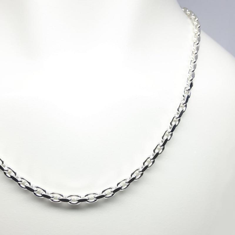 Collier forçat diamanté, argent 925/- massif 50cm Ø4,3mm.
