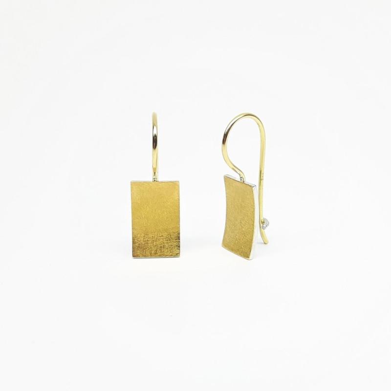 Boucles d'oreilles en or jaune 18kt, argent 925/- et or fin 24kt. 