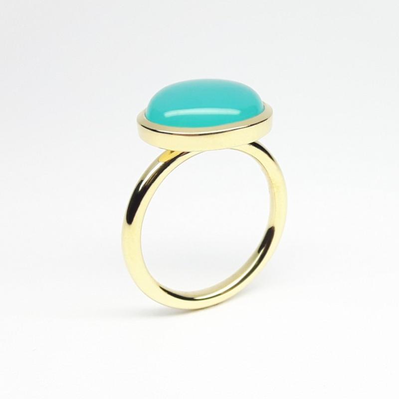 Bague en or jaune 18kt et opale des Andes. Pièce unique.