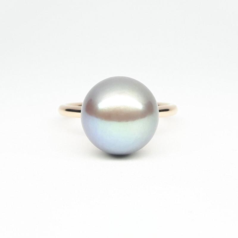 Bague en or rouge 18kt et perle Edison Ø12,3mm. Pièce unique.