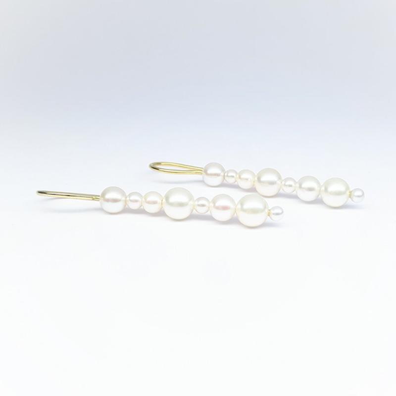 Boucles d'oreilles en or jaune 18kt et perle blanches de culture.