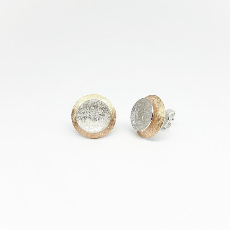 Boucles d'oreilles en argent 925/- et or rouge 18kt.