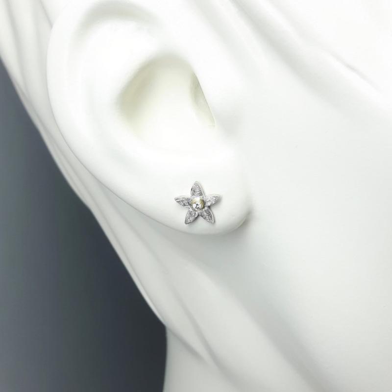 Boucles d'oreilles en argent 925/-, or jaune 18kt et diamants.