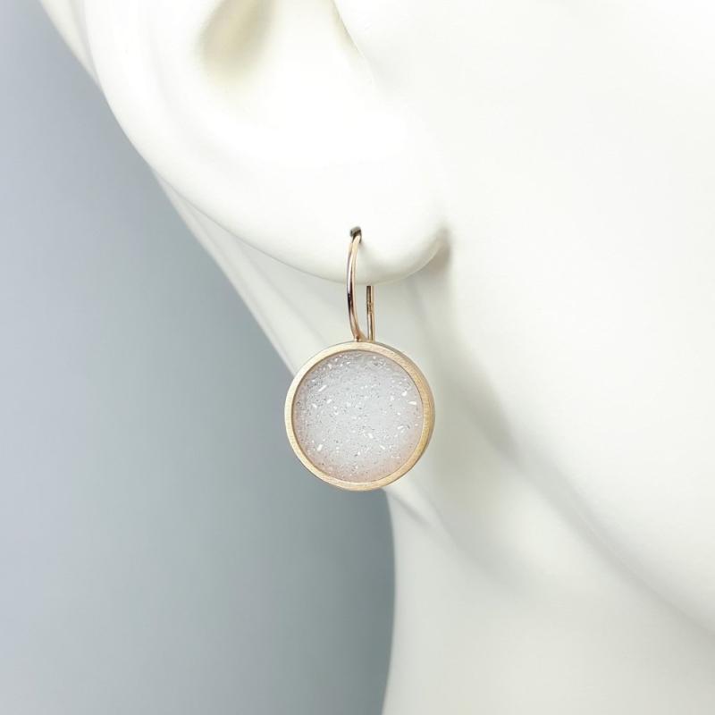 Boucles d'oreilles en or rouge 18kt et agate cristallisée. Pièce unique.