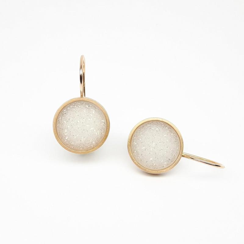 Boucles d'oreilles en or rouge 18kt et agate cristallisée. Pièce unique.