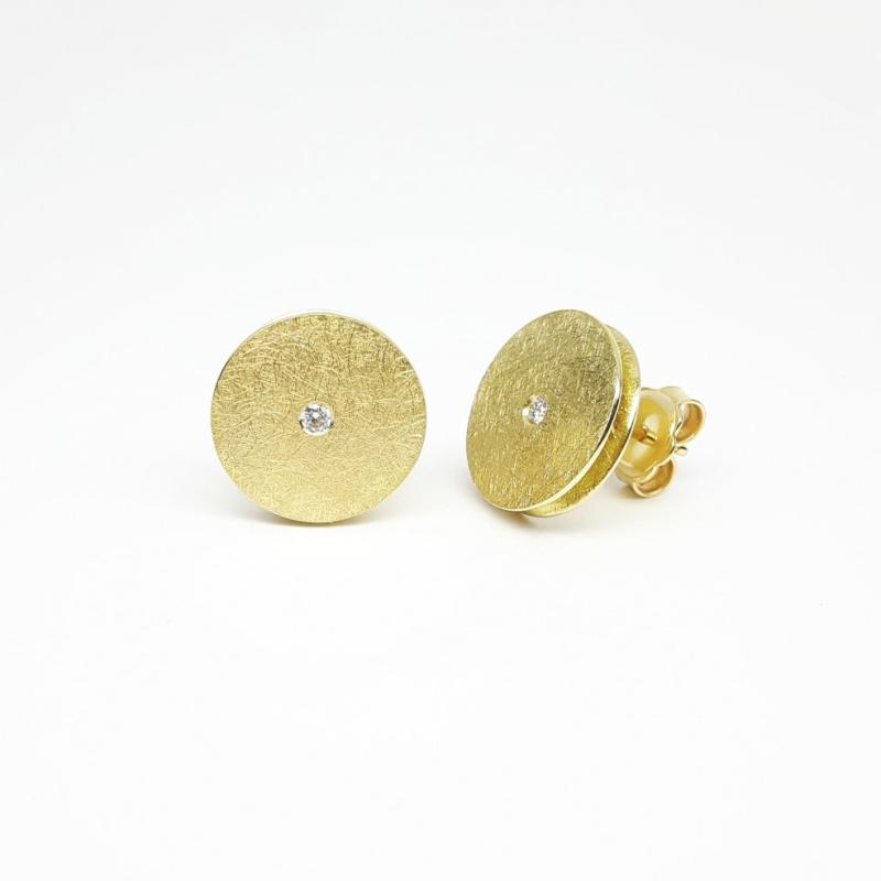 Boucles d'oreilles en or jaune 18kt et diamants. Pièce unique.