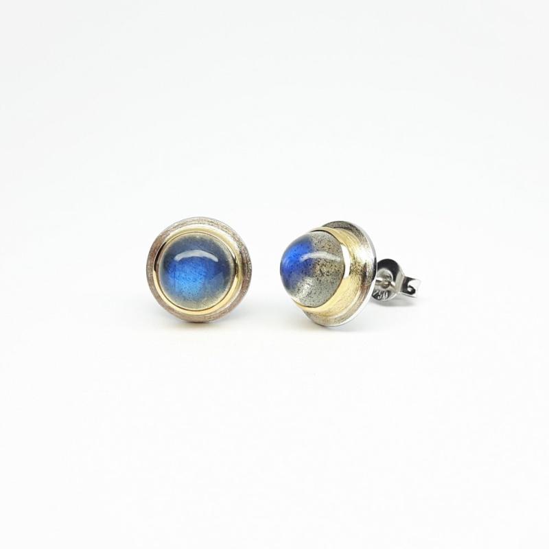 Boucles d'oreilles en or jaune-blanc 18kt et labradorites.