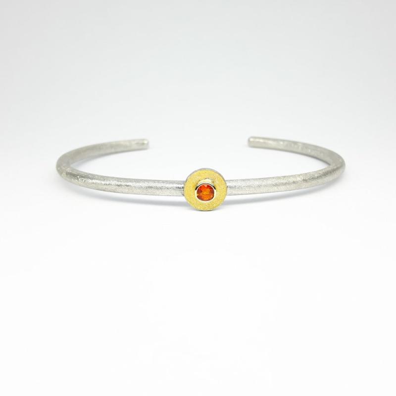 Bracelet en argent 925/-, or fin et opale de feu.