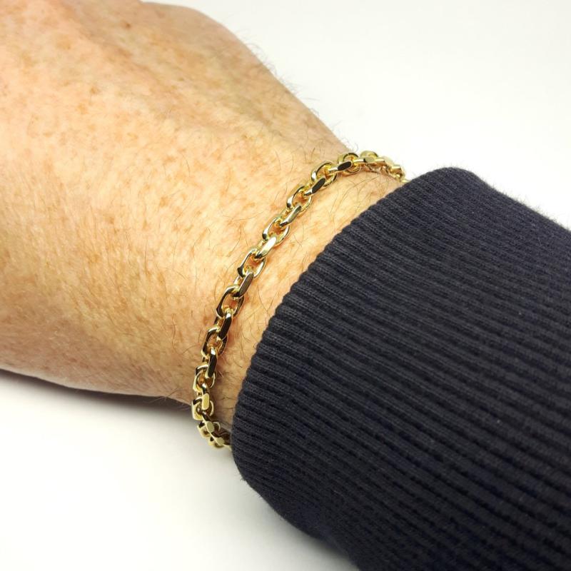 Bracelet forçat diamanté, or jaune 18kt massif 19cm Ø4mm.