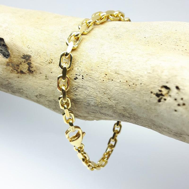 Bracelet forçat diamanté, or jaune 18kt massif 19,5cm Ø4,9mm.
