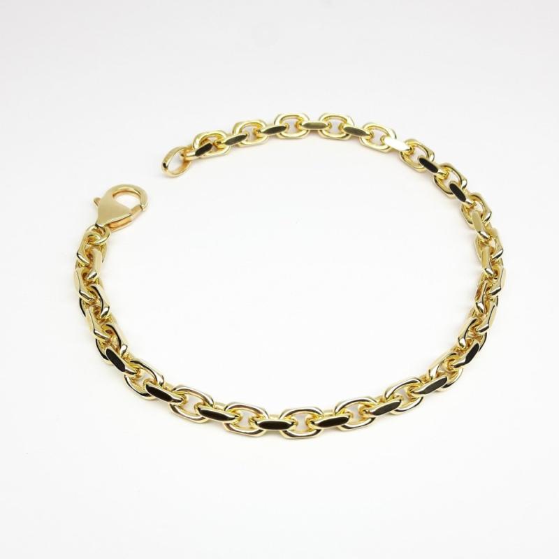 Bracelet forçat diamanté, or jaune 18kt massif 19,5cm Ø4,9mm.