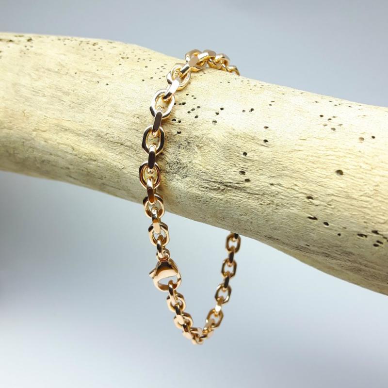 Bracelet forçat limé, or rouge 18kt massif 19,5cm Ø4mm.