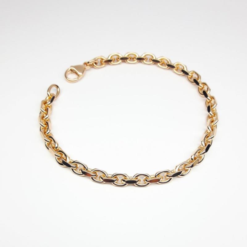 Bracelet forçat limé, or rouge 18kt massif 19,5cm Ø4mm.