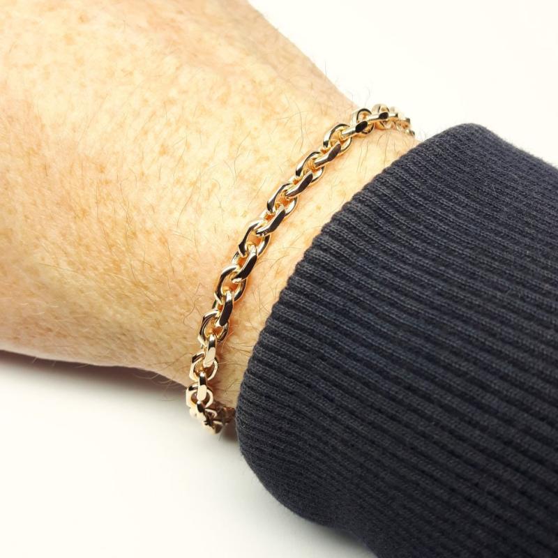 Bracelet forçat limé, or rouge 18kt massif 19,5cm Ø4mm.
