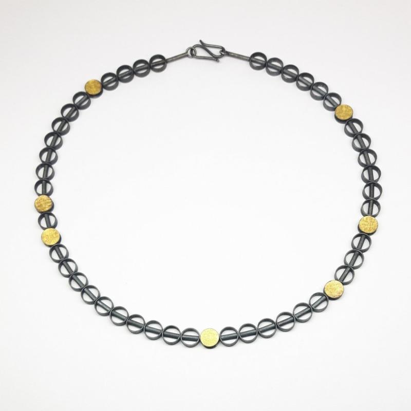 Collier en argent 925/- noirci et or fin Ø8mm.