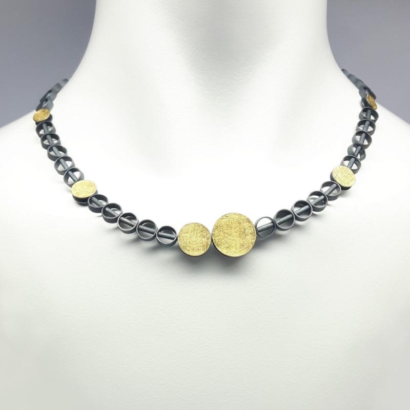ollier en or fin 24kt et argent 925/- noirci.