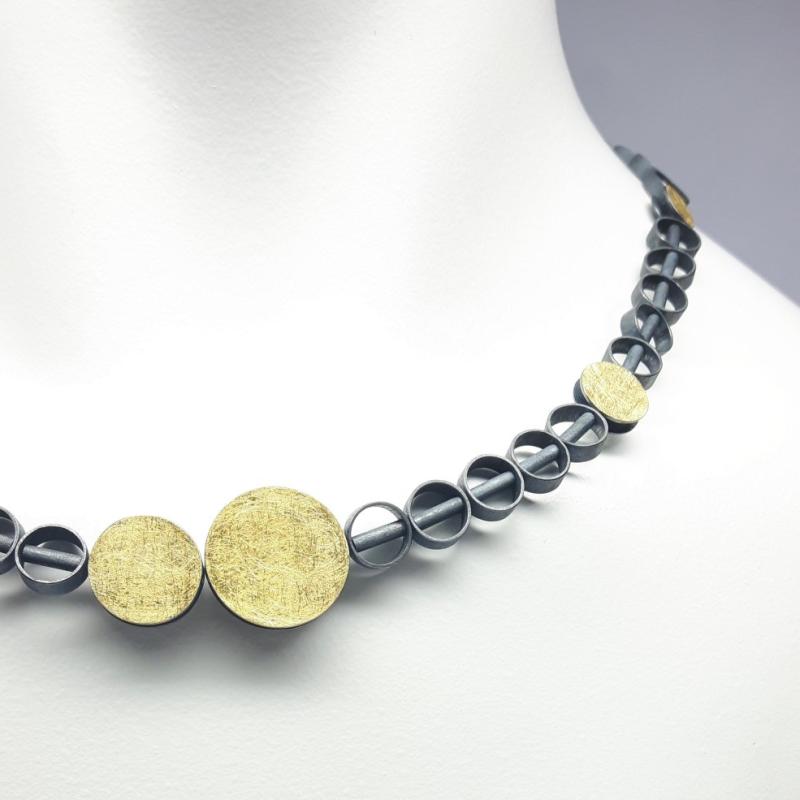 ollier en or fin 24kt et argent 925/- noirci.