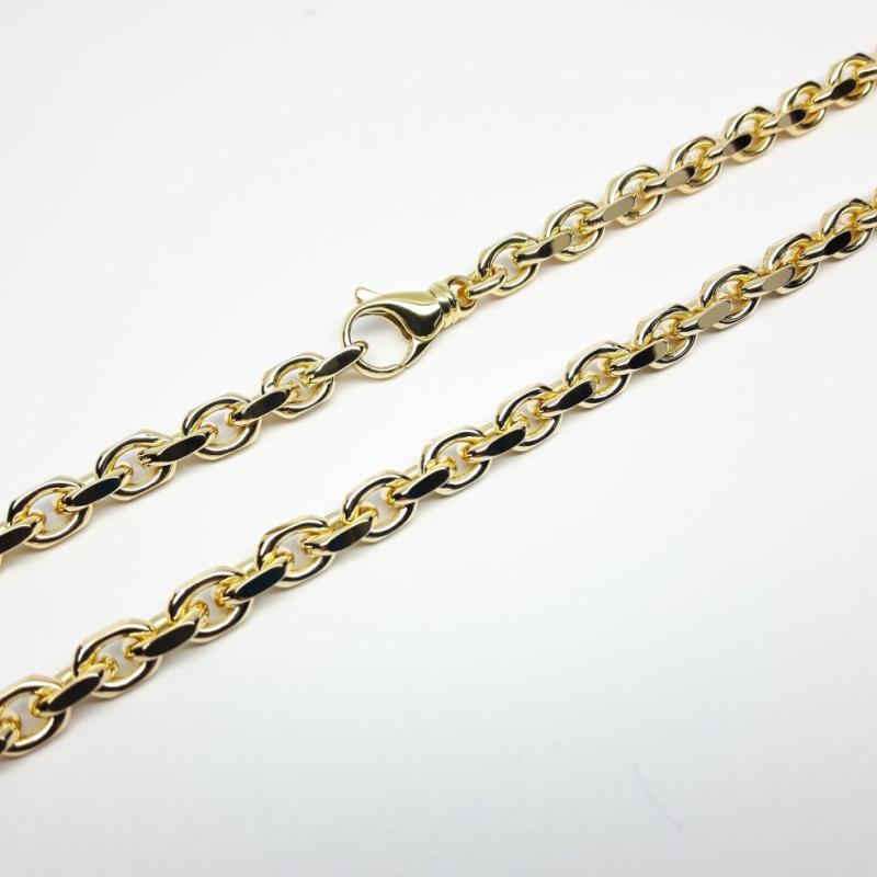 Collier forçat diamanté, or jaune 18kt massif 55cm 4,9mm.