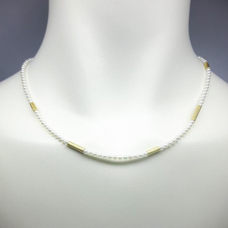 Collier en perles de culture d'eau douce Ming Ø3-3.5mm et or jaune 18kt.