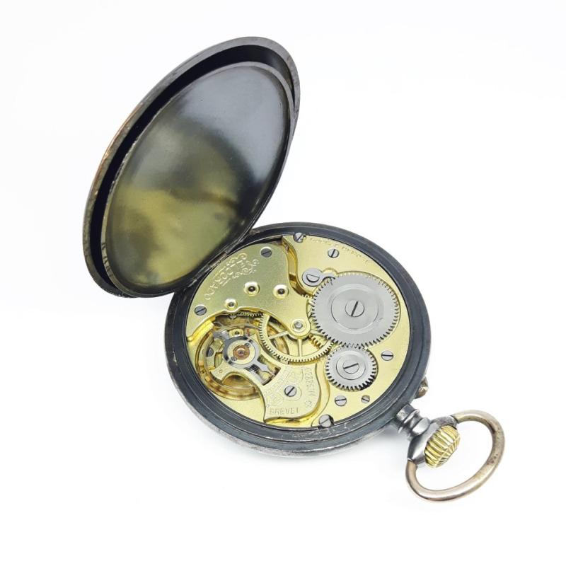 Montre de poche suisse EDLDORADO. Boîtier en acier et cadran émaillé. Vintage vers 1913. Bon état.