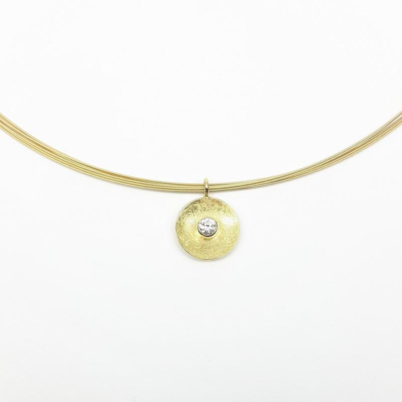 Pendentif en or jaune 18kt avec 1 brillant 0.20ct.